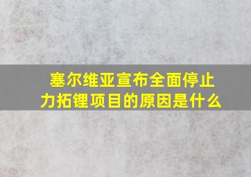 塞尔维亚宣布全面停止力拓锂项目的原因是什么