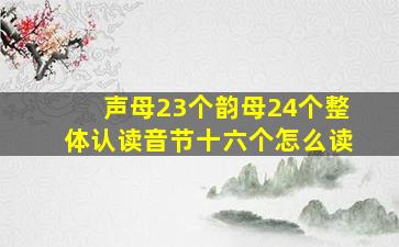 声母23个韵母24个整体认读音节十六个怎么读