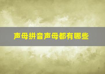 声母拼音声母都有哪些