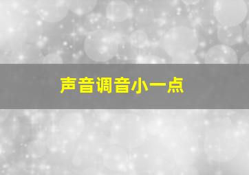 声音调音小一点