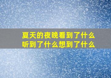 夏天的夜晚看到了什么听到了什么想到了什么