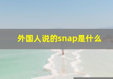 外国人说的snap是什么