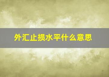 外汇止损水平什么意思