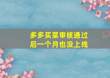 多多买菜审核通过后一个月也没上线