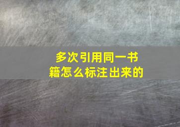 多次引用同一书籍怎么标注出来的