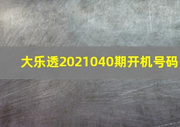 大乐透2021040期开机号码