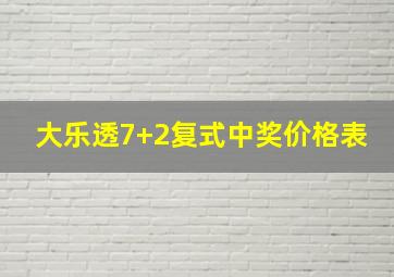 大乐透7+2复式中奖价格表