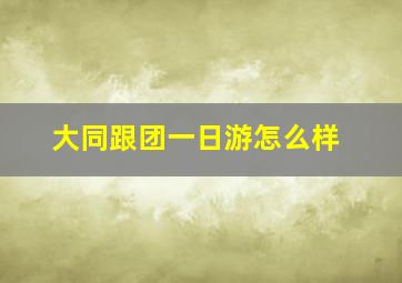 大同跟团一日游怎么样