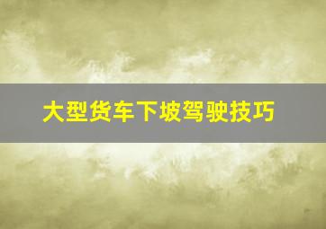 大型货车下坡驾驶技巧