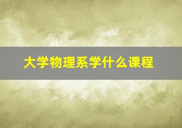 大学物理系学什么课程