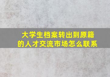 大学生档案转出到原籍的人才交流市场怎么联系