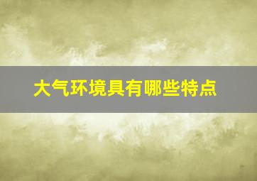 大气环境具有哪些特点