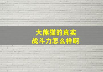 大熊猫的真实战斗力怎么样啊