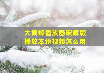 大黄蜂播放器破解版播放本地视频怎么用