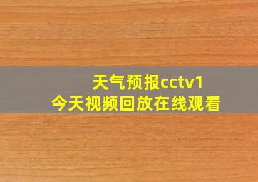 天气预报cctv1今天视频回放在线观看