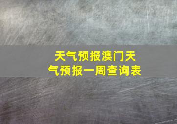 天气预报澳门天气预报一周查询表