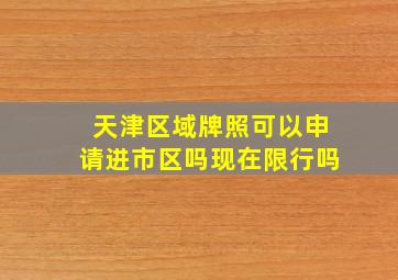 天津区域牌照可以申请进市区吗现在限行吗