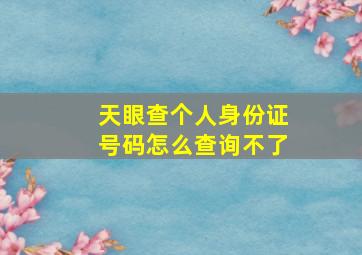 天眼查个人身份证号码怎么查询不了