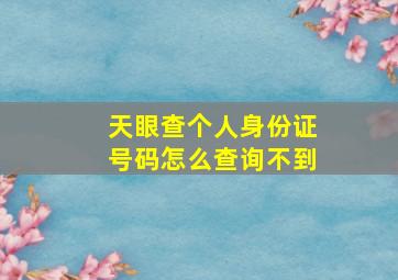 天眼查个人身份证号码怎么查询不到