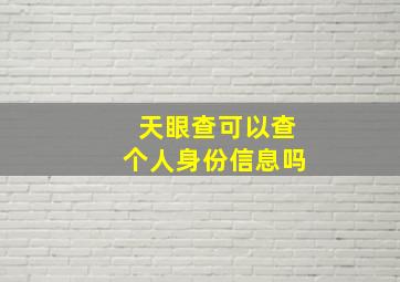 天眼查可以查个人身份信息吗