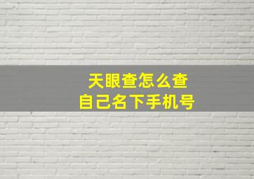 天眼查怎么查自己名下手机号