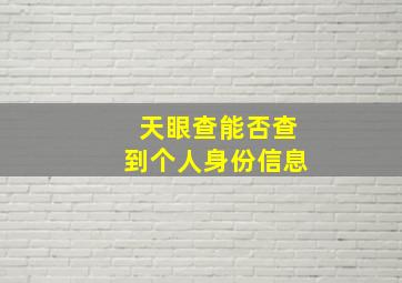 天眼查能否查到个人身份信息