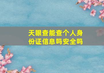 天眼查能查个人身份证信息吗安全吗