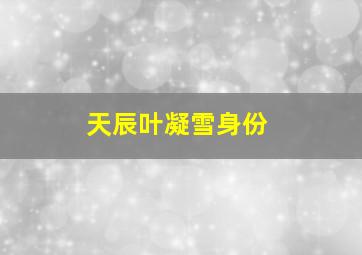 天辰叶凝雪身份