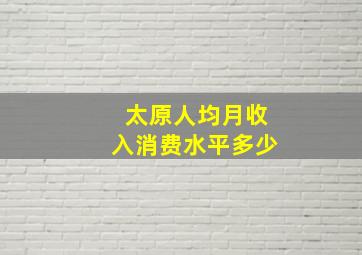 太原人均月收入消费水平多少