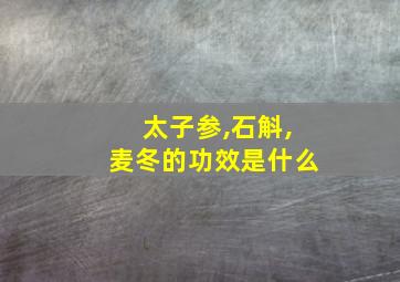 太子参,石斛,麦冬的功效是什么