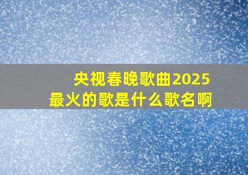 央视春晚歌曲2025最火的歌是什么歌名啊