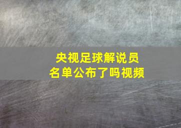 央视足球解说员名单公布了吗视频