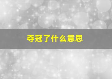 夺冠了什么意思