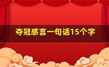 夺冠感言一句话15个字