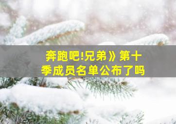 奔跑吧!兄弟》第十季成员名单公布了吗