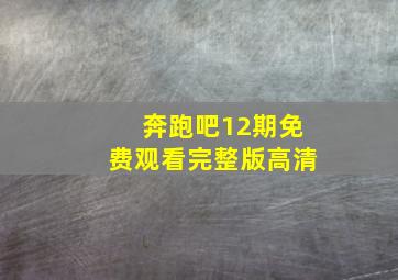 奔跑吧12期免费观看完整版高清