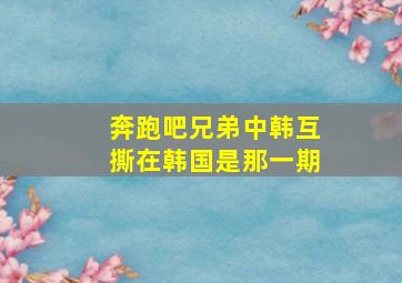 奔跑吧兄弟中韩互撕在韩国是那一期