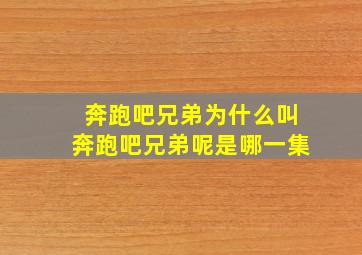 奔跑吧兄弟为什么叫奔跑吧兄弟呢是哪一集