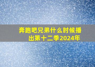 奔跑吧兄弟什么时候播出第十二季2024年