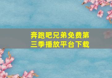 奔跑吧兄弟免费第三季播放平台下载