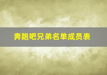 奔跑吧兄弟名单成员表