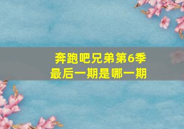 奔跑吧兄弟第6季最后一期是哪一期