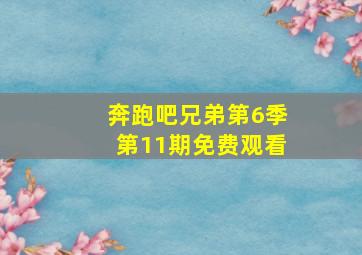 奔跑吧兄弟第6季第11期免费观看