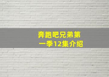 奔跑吧兄弟第一季12集介绍