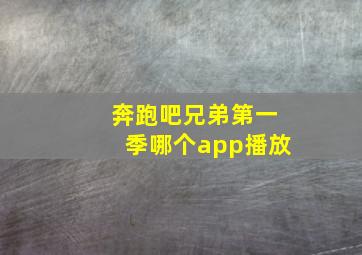 奔跑吧兄弟第一季哪个app播放