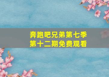 奔跑吧兄弟第七季第十二期免费观看