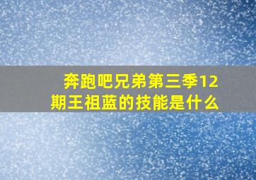 奔跑吧兄弟第三季12期王祖蓝的技能是什么