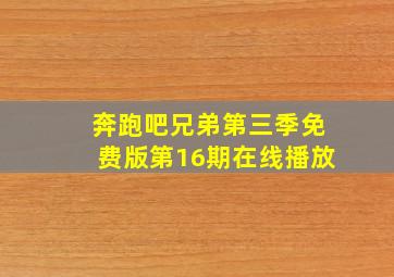 奔跑吧兄弟第三季免费版第16期在线播放