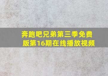 奔跑吧兄弟第三季免费版第16期在线播放视频