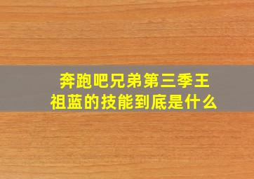 奔跑吧兄弟第三季王祖蓝的技能到底是什么